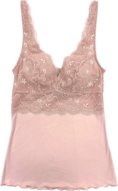 AMOUR HOME APPAREL BUILT UP CAMI PINK SAND W/ PINK SALT/VANILLA AMOUR LACE