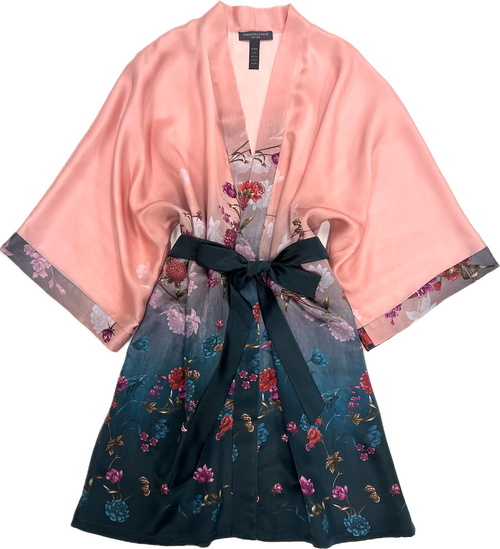 CLASSIC SILK SHORT KIMONO PRINTED WINTER GARDEN