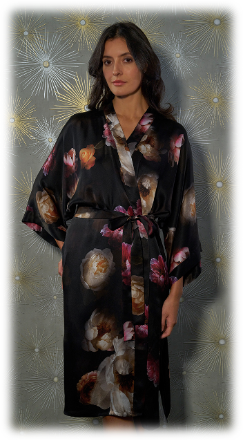 CLASSIC SILK PRINTED KIMONO MIDNIGHT GLORY
