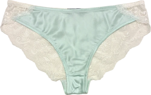 AMOUR SILK ELOISE BRIEF AQUAMARINE W/ ECRU LACE