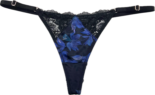 AMOUR SILK LEA ADJUSTABLE THONG PRINTED ENCHANTED BLOSSOMS
