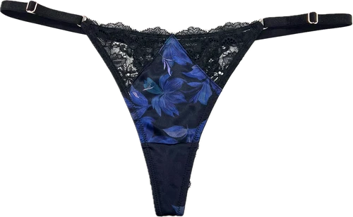 AMOUR SILK LEA ADJUSTABLE THONG PRINTED ENCHANTED BLOSSOMS