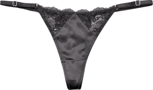 AMOUR SILK LEA ADJUSTABLE THONG BLACK