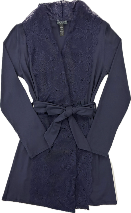 HOME APPAREL LACE FRONT ROBE DEEP BLUE W/ DARK NAVY/BLACK AMOUR LACE ...