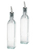 SET OF 2 - 16 oz. (Ounce) Oil Vinegar Cruet, Square Tall Glass Bottle w/Stainless Steel Pourer Spout