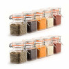 12 Pack - 3.4 Ounce Mini Square Glass Spice Jar with Orange Flip-Top Gasket, Airtight Clear Storage Jars, with REUSABLE labels and Pen