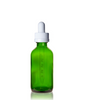 2 oz Green Glass Bottle w/ White Calibrated Glass Dropper