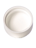 White PP plastic 20-400 ribbed skirt lid with foam liner - 360 Count