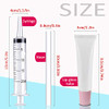 AMORIX 50PCS Lip Gloss Tubes 15ml Pink Cap Lip Gloss Containers Empty Lip Balm Tubes Cosmetic Squeeze Lipgloss Tubes + 2 x 20ml Syringes Tag Labels for DIY Lip Gloss Base