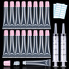 AMORIX 50PCS Lip Gloss Tubes 20ml Pink Cap Lip Gloss Containers Empty Lip Balm Tubes Refillable Cosmetic Squeeze Lipgloss Tubes + 2 x 20ml Syringes Tag Labels for DIY Lip Gloss Glitter