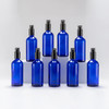 100 ml Blue Euro Glass Bottle w/ Black Metal Sprayer