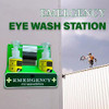 Eye Wash Station Emergency Wall Mounted Eye Wash with Double Bottle Portable Eye Eashing Kit 500ml Big Mirror Conspicuous Warning Signs Empty NO Solution