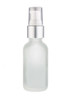 2 Oz Frosted Glass Bottle w/ Matte silver and White Treatment Pump