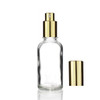 30 ml  Clear Euro Dropper Bottle with Shiny Gold Treatment Pump 18-DIN neck finish
