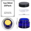 1oz Glass Jar with Lid, Hoa Kinh 25Pack Blue Round Containers Cosmetic Glass Jars with Inner Liners and Black Lids Travel Jars for Storing Lip and Body Scrub, Lotion, Body Butter, Bath Salts, Liquid