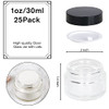 1oz Glass Jar with Lid, Hoa Kinh 25Pack Clear Round Containers Cosmetic Glass Jars with Inner Liners and Black Lids Travel Jars for Storing Lip and Body Scrub, Lotion, Body Butter, Bath Salts, Liquid