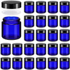Norme 24 Pcs 4 oz Glass Jars with Lids Leakproof Round Airtight Jars Empty Cosmetic Jars with Inner Liners Lid for Storing Lotions Powder Ointments Candle Making (Cobalt Blue)