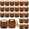 24 Pcs Glass Candle Jars with Lids Bulk, 4 oz Amber Round Empty Candle Container Tins for Making Candles, Dishwasher Safe and Leakproof, Candle Holder Containers for DIY Crafts (Gold)
