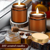 24 Pcs Glass Candle Jars with Lids Bulk, 4 oz Amber Round Empty Candle Container Tins for Making Candles, Dishwasher Safe and Leakproof, Candle Holder Containers for DIY Crafts (Gold)