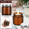 24 Pcs Glass Candle Jars with Lids Bulk, 4 oz Amber Round Empty Candle Container Tins for Making Candles, Dishwasher Safe and Leakproof, Candle Holder Containers for DIY Crafts (Silver)