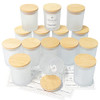 15 Pack 7 OZ Frosted Empty Candle Jars with Bamboo Lids and Sticky Labels for Making Candles - Thick Glass Candle Jars in Bulk with Lids. Dishwasher Safe.
