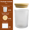 15 Pack 7 OZ Frosted Empty Candle Jars with Bamboo Lids and Sticky Labels for Making Candles - Thick Glass Candle Jars in Bulk with Lids. Dishwasher Safe.