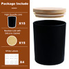15 Pack 7 OZ Matte Black Candle Jars with Bamboo Lids for Making Candles, Thick Glass Candle Jars Empty Jars in Bulk with lids - Dishwasher Safe