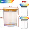 12 Pack 10 OZ Iridescent Glass Candle Jars for Making Candles with Airtight Bamboo Lids Nice Sticky Warning Labels for Candle Making Empty Container Bulk - Dishwasher Safe