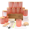 12 Pack 12 OZ Matte Pink Glass Candle Jars with Lids and Candle Making Kits - Bulk Empty Candle Jars for Making Candles - Spice, Powder Containers.