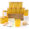 12 Pack 7 OZ Frosted Yellow Glass Candle Jars with Lids and Candle Making Kits - Bulk Empty Candle Jars for Making Candles - Spice, Powder Containers.