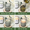 12 Pack Glass Candle Jars-10oz Gray Empty Candle Jars with Bamboo Lids and Sticky Labels, Bulk Candle Jars for Making Candles Containers - Dishwasher Safe