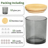 12 Pack Glass Candle Jars-10oz Gray Empty Candle Jars with Bamboo Lids and Sticky Labels, Bulk Candle Jars for Making Candles Containers - Dishwasher Safe