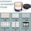 6 Pack 16 oz Candle Jars - 3 Wicks Grey Empty Glass Candle Jars come with Metal Lids Sticky Warning Labels and a Candle Wick Kit for Candle Making- Dishwasher Safe