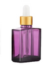 1 oz Purple SQUARE Glass Bottle w/ White Gold Regular Dropper