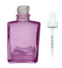 1 oz Purple SQUARE Glass Bottle w/  18-415 White Calibrated Droppersld Regular Dropper