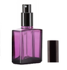 1 oz Purple SQUARE Glass Bottle w/  Black Metal 18-415 Fine Mist Sprayer  Treatment Pump