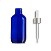 4 oz Cobalt Blue Glass Bottle w/ White-Matte Silver Glass Dropper