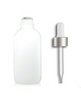 4 oz Matt White Glass Bottle w/ White-Matte Silver Glass Dropper