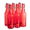Cocktailor Glass Grolsch Beer Bottles (6-pack, 16.9 oz./500 mL) Airtight Seal with Swing Top/Flip Top Stoppers - Home Brewing Supplies, Fermenting of Alcohol, Kombucha Tea, Wine, Soda - Red