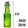Cocktailor Glass Grolsch Beer Bottles (12-pack, 16.9 oz./500 mL) Airtight Seal with Swing Top/Flip Top Stoppers - Home Brewing Supplies, Fermenting of Alcohol, Kombucha Tea, Wine, Soda - Green