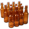 Cocktailor Glass Grolsch Beer Bottles (12-pack, 16.9 oz./500 mL) Airtight Seal with Swing Top/Flip Top Stoppers - Home Brewing Supplies, Fermenting of Alcohol, Kombucha Tea, Wine, Soda - Amber