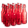 Cocktailor Glass Grolsch Beer Bottles (12-pack, 16.9 oz./500 mL) Airtight Seal with Swing Top/Flip Top Stoppers - Home Brewing Supplies, Fermenting of Alcohol, Kombucha Tea, Wine, Soda - Red