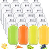 24 Pack Plastic Bottles with Caps, Clear Juice Bottles Flat Water Bottle Plastic Flask Bottle Reusable Mini Beverage Container for Drinks, Milk, Tea, Alcohol, Liquor (17 oz)