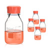 Okulab 4pcs of 250ml(8.5oz) Round Media Storage Bottles, 3.3 Borosilicate Glass, with GL45 Screw Caps in PP Materia, GL45RB250A4