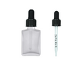 1 oz Frosted Square Temper Evident Glass Bottle w/ 18-415 Black Regular Calibrated Dropper