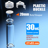 3ml 5ml 7ml 10ml 12ml 15ml 20ml 25ml 30ml 50ml 100ml Glass Bottle GlassVial Headspace Vial with Butyl Stopper and Plastic Buckle by (30ml 20pcs)