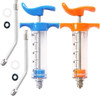 2 Pcs Goats Feed water filler, Drench Nozzle, Reusable, Adjustable Dosage, for Cattle, Sheep, Goats, Horse, Pig, Dog Supplies ( Blue+Orange 10ml)