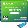 AUVON DS-W Draw-in Blood Glucose Test Strips for use with AUVON DS-W Diabetes Sugar Testing Meter (No Coding Required, 100 Count)