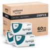 Bulk Case  60mL Luer Lock Syringe (No Needle) | Sterile & Individually Wrapped | Professional, Industrial & Personal Use | 250 Pcs (10x25) | Yalomi