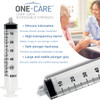 ONE-CARE 60ml Luer Lock Syringe, 60 Pack, Sterile Plastic Tool for Oil Suction, Automotive Fluids, Hydroponics & Liquid Transfer - Industrial Grade - Individually Wrapped, Syringe Only